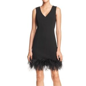 Eliza J. Black Feather Trim Sleeveless Bodycon mini dress- size 6